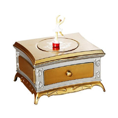 Elegant Rotating Girl Music Box with Mirror Drawer - Classic Dressing Table Decor