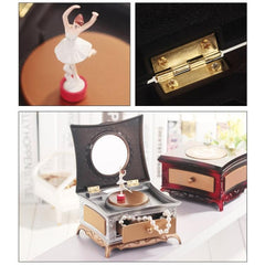 Elegant Rotating Girl Music Box with Mirror Drawer - Classic Dressing Table Decor