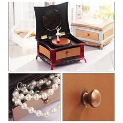 Elegant Rotating Girl Music Box with Mirror Drawer - Classic Dressing Table Decor