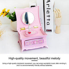 Elegant Rotating Girl Music Box with Mirror Drawer - Classic Dressing Table Decor