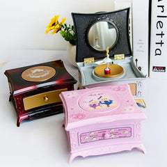 Elegant Rotating Girl Music Box with Mirror Drawer - Classic Dressing Table Decor