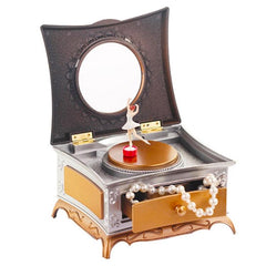 Elegant Rotating Girl Music Box with Mirror Drawer - Classic Dressing Table Decor