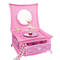 Elegant Rotating Girl Music Box with Mirror Drawer - Classic Dressing Table Decor