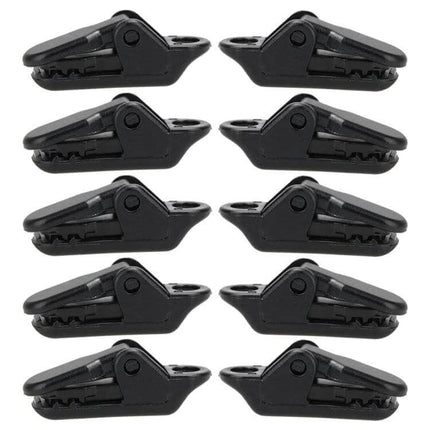 Crocodile Mouth Tent Clip Black Nylon Clamp for Securing Tents - pack of 10 black nylon clips for securing tent awnings and fabrics