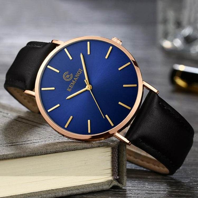 KEMANQI Simple Ultra-thin Waterproof Steel Mesh Belt Quartz Watch for Men, Ultra-thin black shell black dial black band, Ultra-thin black shell blue dial black band, Ultra-thin Rose gold shell black dial black band