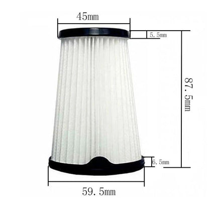 Hypa Filters for Electrolux and AEG Vacuum Cleaners, 3 Pack - white pleated replacement vacuum filter with dimensions 87.5x59.5x45mm