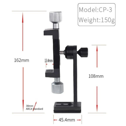 A Handy Tripod Clip for Daily Mobile Phone Mounting Solutions - adjustable phone mount with measurements and ARCA plate
