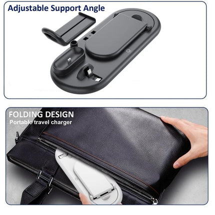 HQ-UD20 Wireless Charging Stand for Phone Apple Watch AirPods – compact foldable 3-in-1 wireless charger for phone, Apple Watch and AirPods, travel-ready