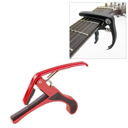 Versatile Plastic Guitar Capo for Acoustic and Electric Daily Use – red plastic capo with firm spring on acoustic guitar neck