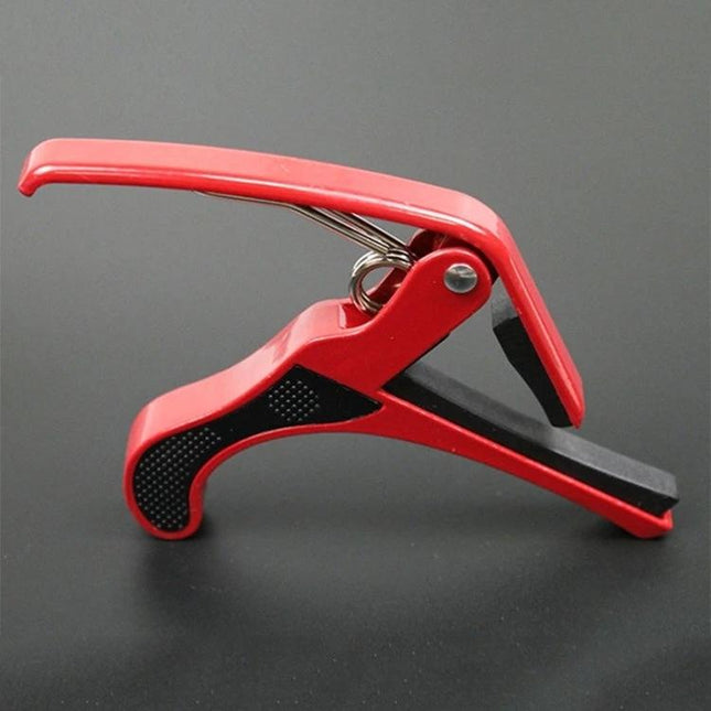 Versatile Plastic Guitar Capo for Acoustic and Electric Daily Use - red plastic spring capo protecting neck, for practice and casual performance