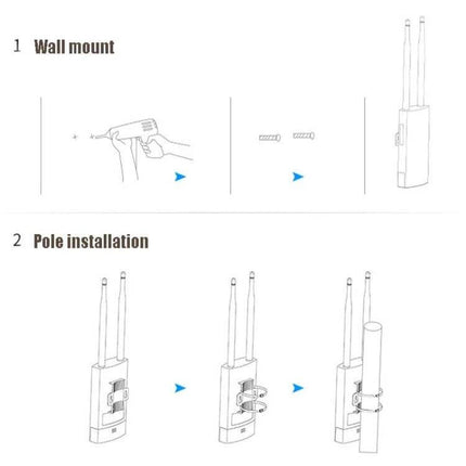 Comfast Outdoor Wireless Access Point for Coverage Expansion wall and pole mounting installation diagram