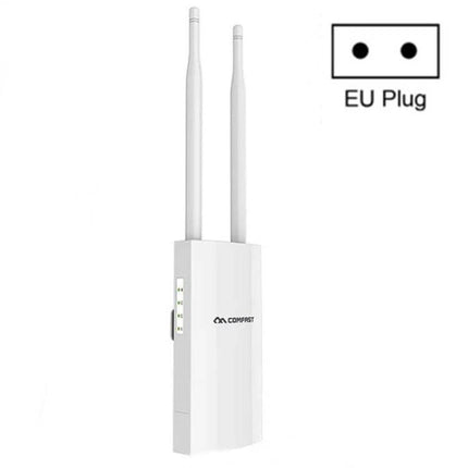Comfast Outdoor Wireless Access Point for Coverage Expansion - white outdoor AP with dual antennas and EU plug icon