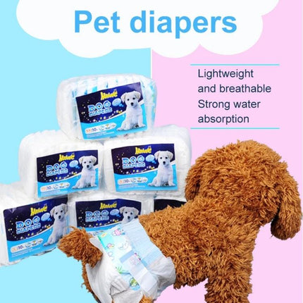 Pet Diapers for Daily Home Care of Dogs and Cats - soft breathable disposable diapers shown with stacked packs and a dog model