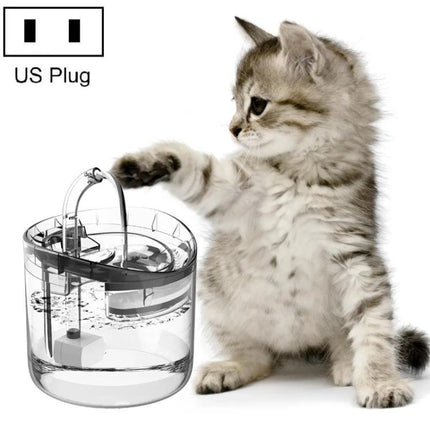 Essential Water Dispenser for Pets' Daily Home Hydration - kitten pawing at clear automatic pet water dispenser with US plug