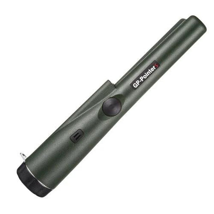 Handheld Metal Detector for Gold and Treasure Pinpointing - compact green pinpointer with vibration and sound alerts for coins and small finds