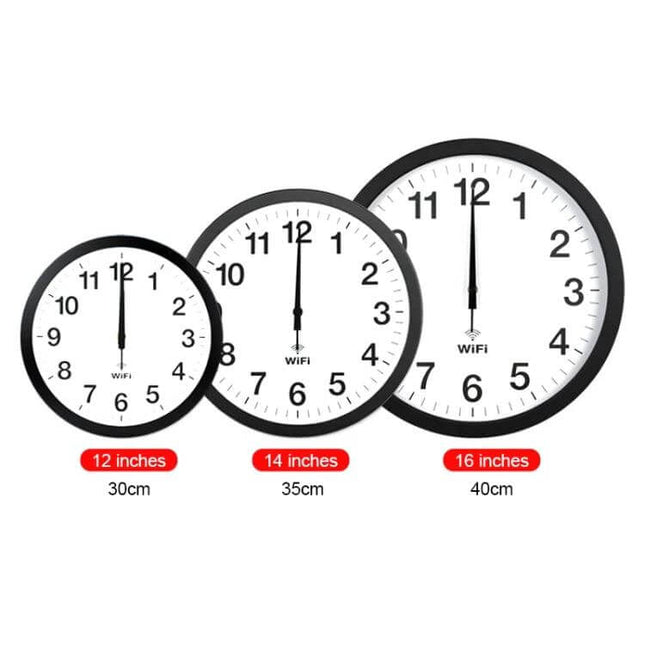 Smart WiFi Wall Clock With Time Synchronization, Living Room - 12", 14", 16" sizes with metal shell and PVC mirror face