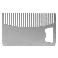 Peigne à barbe en métal avec décapsuleur Outil multifonction de la taille d'une carte de crédit