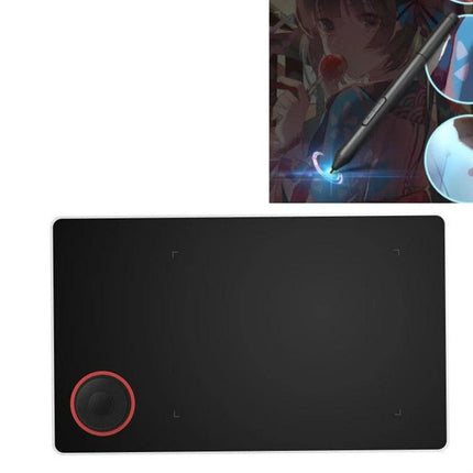 Tianmin G50 Digital Drawing and Writing Tablet for Online Use compact black tablet with pen and red dial for travel sketching