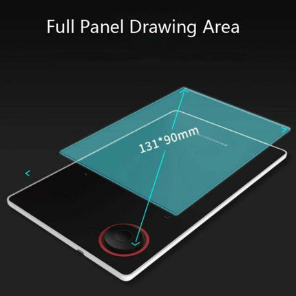 Tianmin G50 Digital Drawing and Writing Tablet for Online Use showing full panel 131x90mm drawing area and compact lightweight travel-ready design
