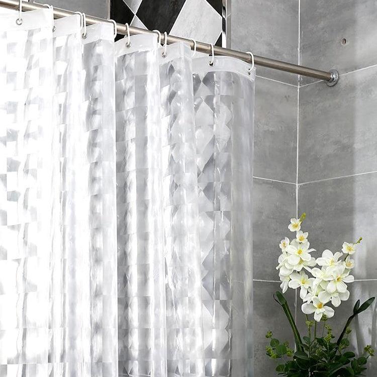 Stylish 3D Checkered EVA Waterproof Shower Curtain - Durable, Translucent, and Mold-Resistant