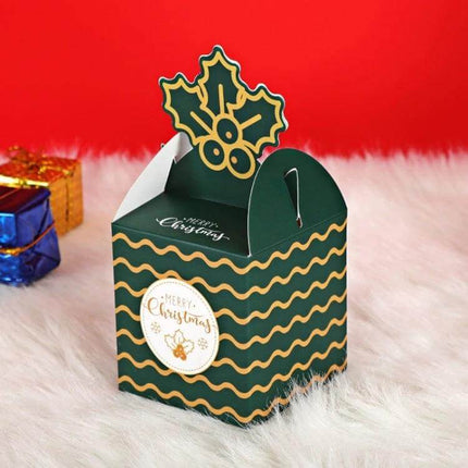 Christmas Eve Apple Packaging Gift Box Green For Treats And Snacks - small festive green paper gift box for apples, candies, cookies, party favors