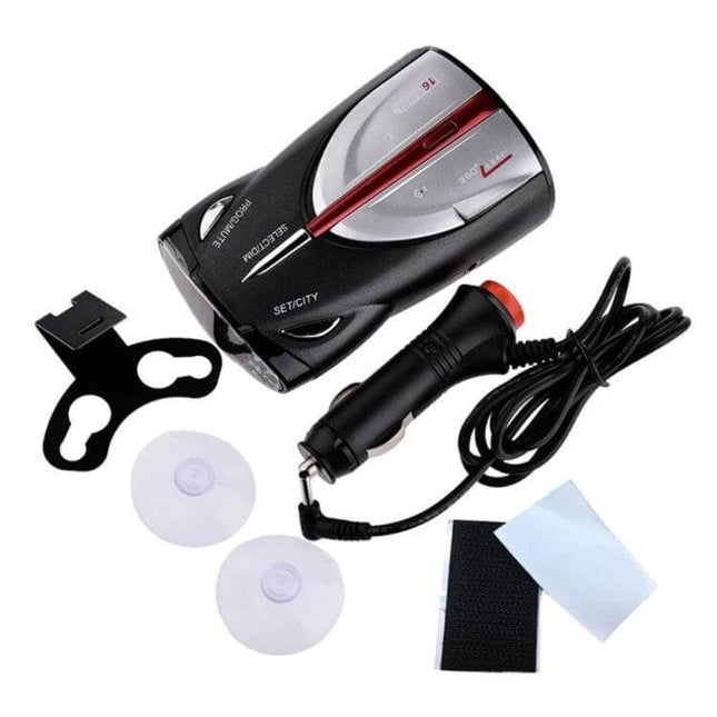 Laser Radar Detector for Cars with 360-Degree Coverage compact dashboard unit with suction mounts and cigarette lighter power cable