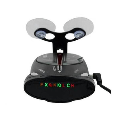 Laser Radar Detector for Cars with 360-Degree Coverage black dashboard unit with suction-mount and multi-band LED display