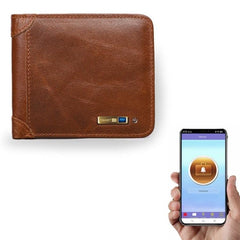 Smart Leather Anti-Theft Business Wallet for Men with Tracking and Selfie Features