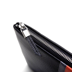 Cartera de mano informal de cuero para hombre, monedero inteligente de cuero antirrobo y antipérdida