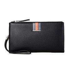 Cartera de mano informal de cuero para hombre, monedero inteligente de cuero antirrobo y antipérdida