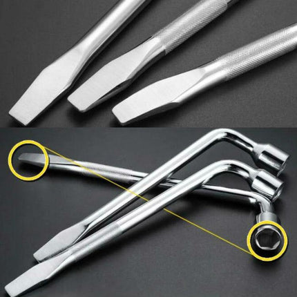 Versatile Wrench for Car Tire Changes and Maintenance - dual-end chrome lug wrench set for quick roadside tire changes and vehicle maintenance