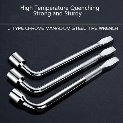 Versatile Wrench for Car Tire Changes and Maintenance - chrome L-type tire wrench set for roadside flat and vehicle maintenance