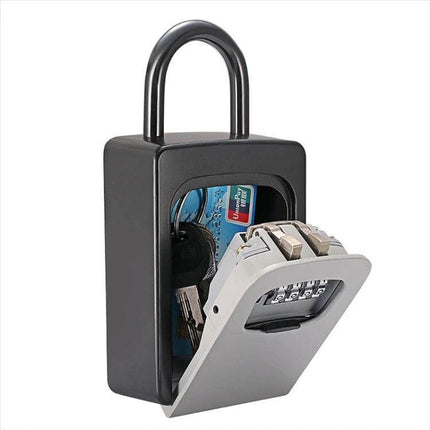 Secure Hanging Grey Key Password Box for Daily Storage - aluminum alloy combination lock key safe mounted on door for keys and cards