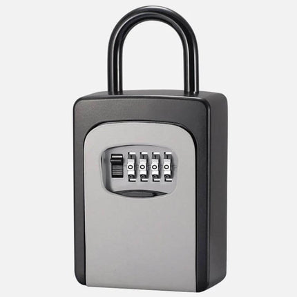 Secure Hanging Grey Key Password Box for Daily Storage - aluminum alloy combination lock key safe for door or wall mounting