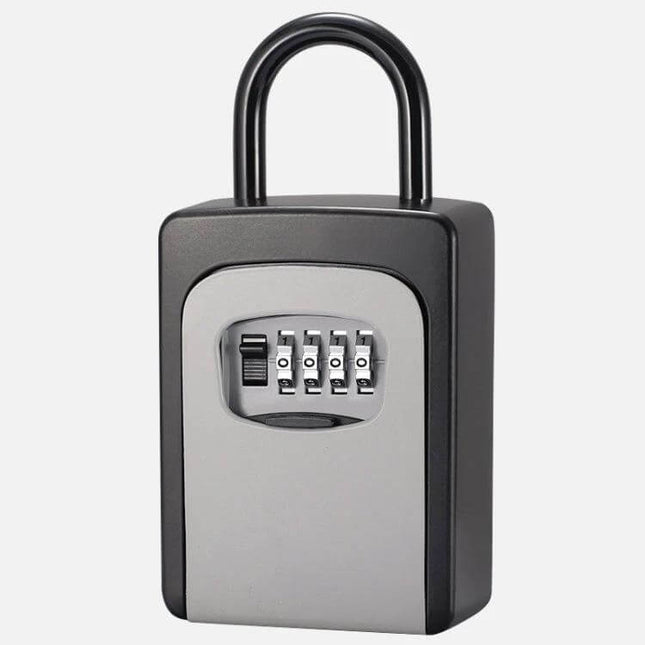 Secure Hanging Grey Key Password Box for Daily Storage - aluminum alloy combination lock key safe for door or wall mounting
