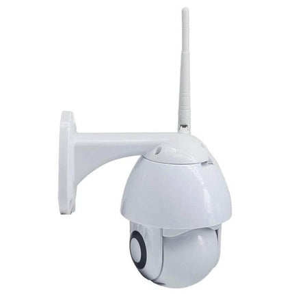 WiFi Smart Dome Camera for Secure Home Monitoring wall-mounted white 1080P WiFi surveillance camera with antenna for remote app viewing
