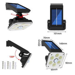 Lámpara solar de pared para exteriores, impermeable, con detección de movimiento humano, para jardín, farola