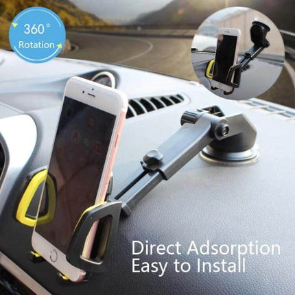 Car Phone Holder With Suction Cup Mount For Dashboard, 360° rotation adjustable arm holding smartphone on car dashboard