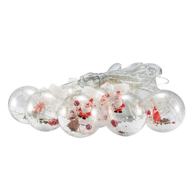 Led Copper Wire Curtain Lights With Wishing Ball For Christmas Decor - 10-strand 200 LED beads in clear wishing balls for festive window and mantel accents