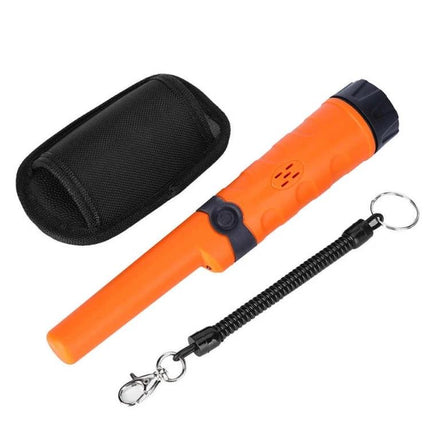Waterproof High Sensitivity Metal Detector for Outdoor Treasure Hunting — orange handheld pinpointer with holster and keychain