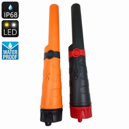 Waterproof High Sensitivity Metal Detector for Outdoor Treasure Hunting - orange and black waterproof pinpointer with LED, IP68 rating