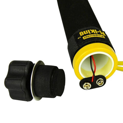 Waterproof Induction Pinpointer for Underwater Metal Detection - yellow ABS handheld pinpointer open battery cap, 43x10cm, 100ft dive use