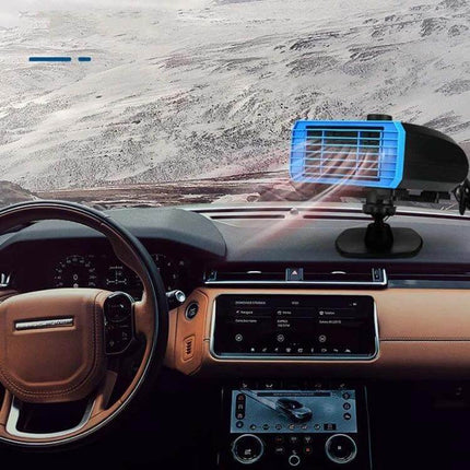 Multifunctional Car Heater 360 Degree Rotation For Car Use mounted on dashboard blowing warm air to defrost windshield