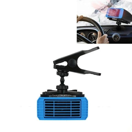 Multifunctional Car Heater 360 Degree Rotation For Car Use - compact blue PTC heater with clip mount for defogging and defrosting in dashboard