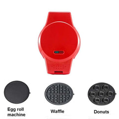 Versatile 3-in-1 Electric Breakfast Maker: Donut, Waffle & Pizza Pan with EU Plug