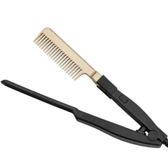 Plancha de pelo portátil con pinza para secar y mojar, peine para alisar el cabello