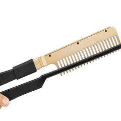 Plancha de pelo portátil con pinza para secar y mojar, peine para alisar el cabello