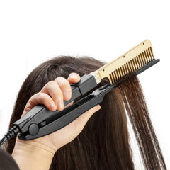 Lisseur à cheveux portable humide et sec avec peigne pour cheveux raides