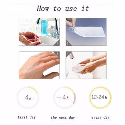 Organic Silicone Gel Scar Patch 3.5 x 12 cm For Scar Care - step-by-step application and wear time guidance