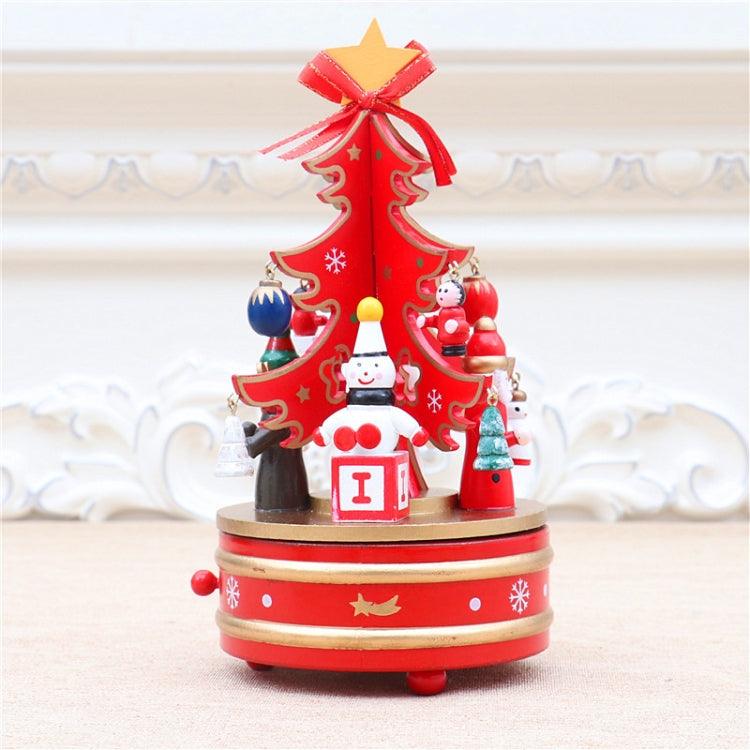 Wooden Musical Christmas Tree Decoration with Rotating Feature